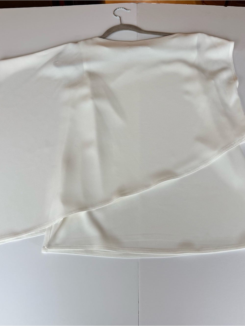 Asymmetrical Cream Ivory Layered flowy  Shirt- Women's Elegant Hem